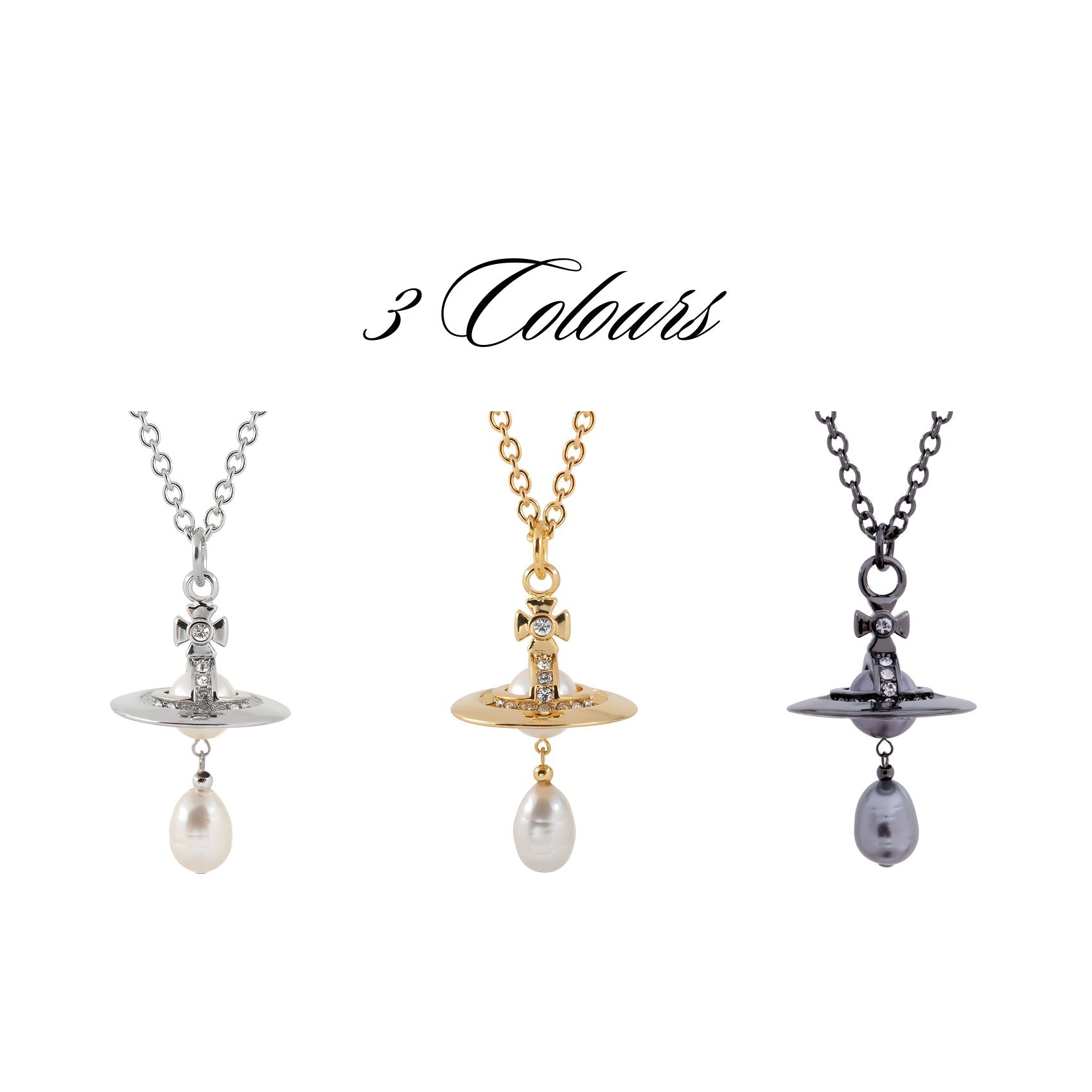 Tear Drop Pearl Orb Pendant Necklace *3 Colours*