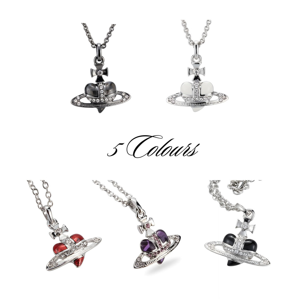 Mini Heart Shaped Orb Design Pendant Silver Chain Necklace *5 Colours*