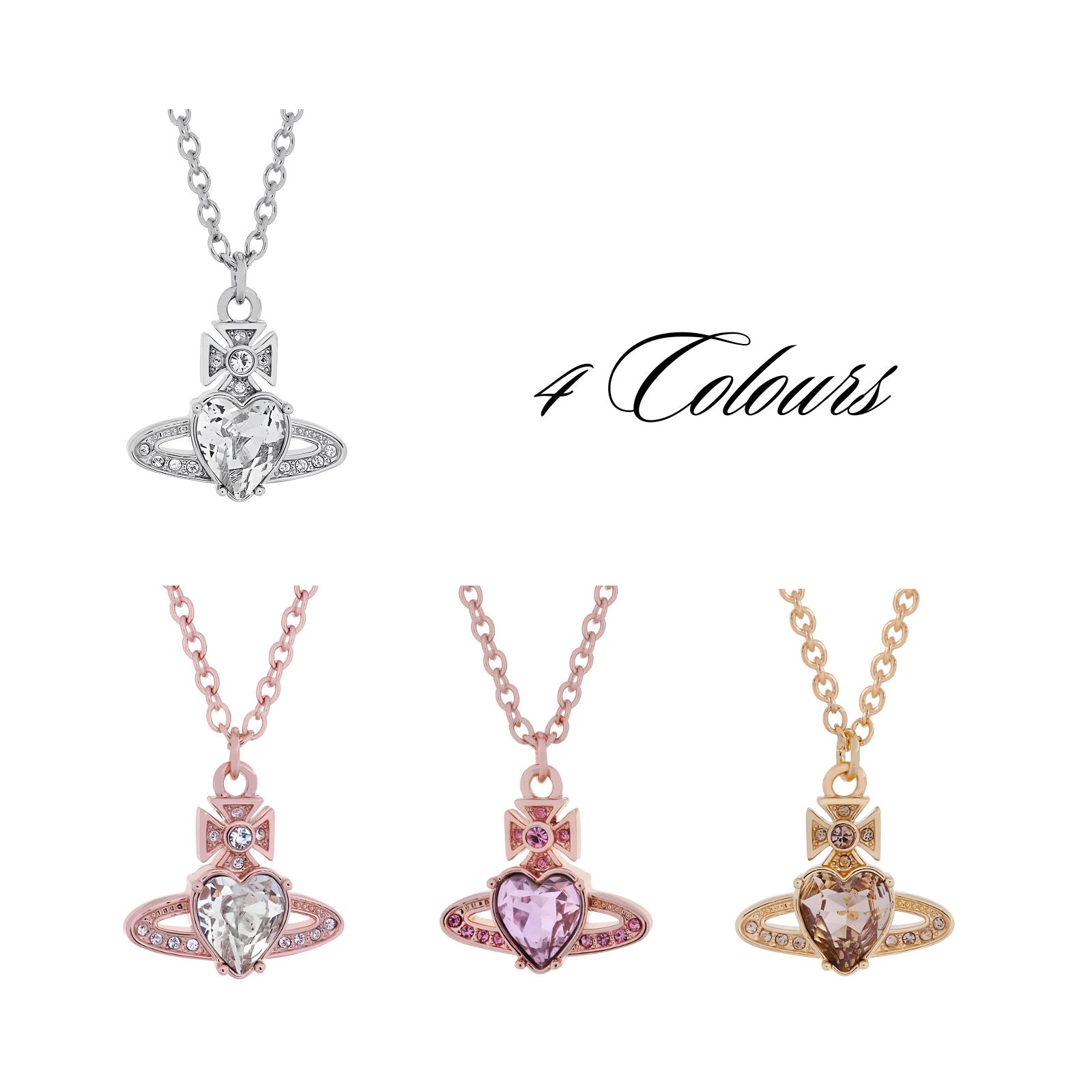 Heart-Shaped Orb Pendant Necklace *4 Colours*