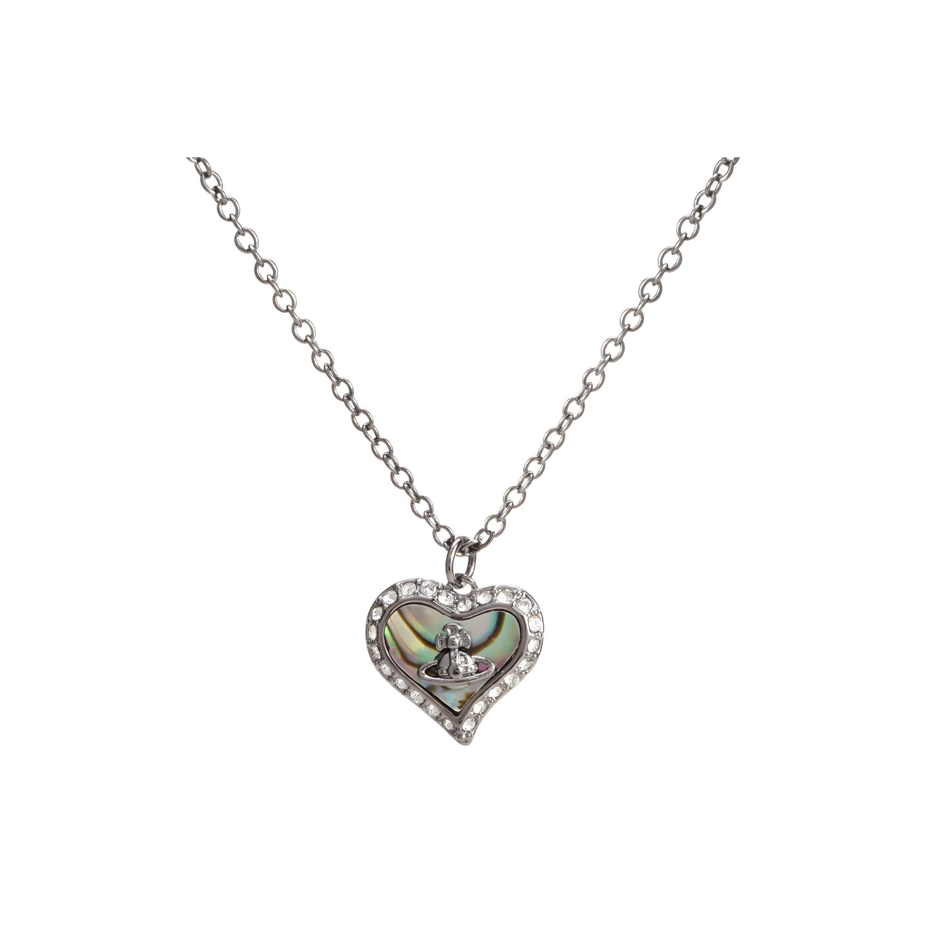 Gem Studded Heart Pendant Colorful Plate Pendant Necklace *5 Colours*