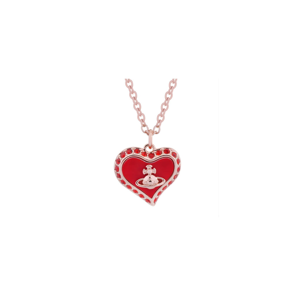 Gem Studded Heart Pendant Colorful Plate Pendant Necklace *5 Colours*