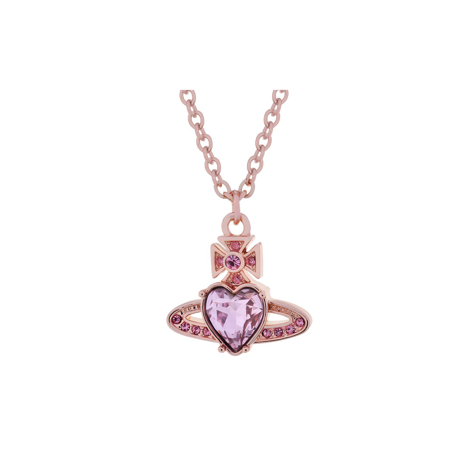 Heart-Shaped Orb Pendant Necklace *4 Colours*
